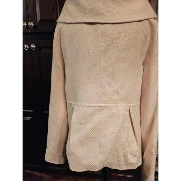 Anthropologie Tulle cream wool blend convertible collar button Jacket Sz XL - Picture 6 of 12